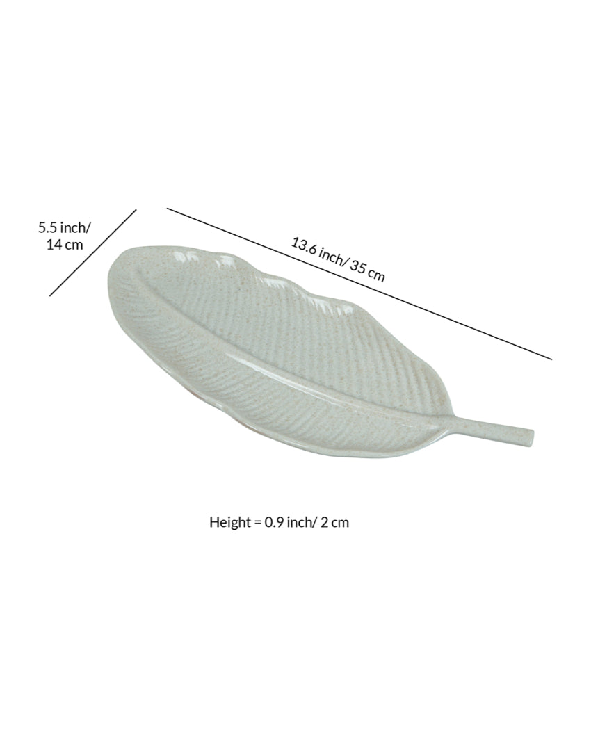 Stylish Ceramic Leaf Platter With Dip Bowls | Pack of 6