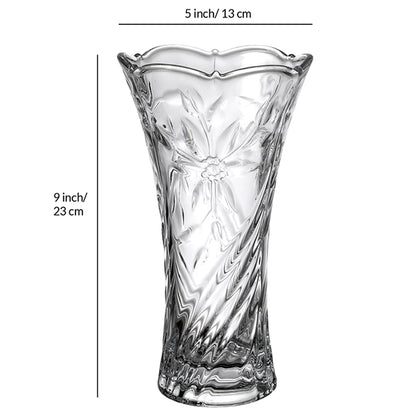Elegant Flower Cut Clear Glass Vase Without Flower | 5 x 9 inches