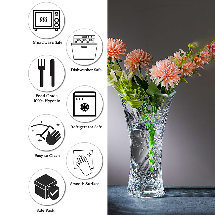 Elegant Flower Cut Clear Glass Vase Without Flower | 5 x 9 inches