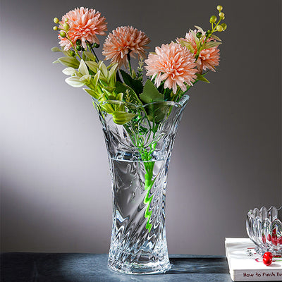 Elegant Flower Cut Clear Glass Vase Without Flower | 5 x 9 inches