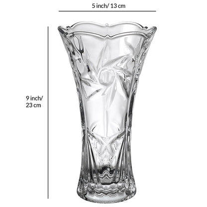 Delicate Flower Cut Crystal Vase Without Flower | 5 x 9 inches
