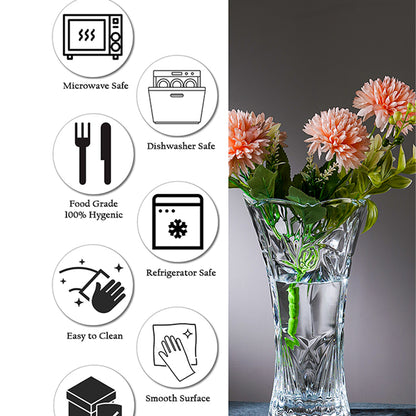 Delicate Flower Cut Crystal Vase Without Flower | 5 x 9 inches