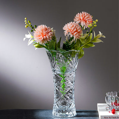 Artistic Tall Geometrical Cut Glass Vase Without Flower | 5 x 9 inches