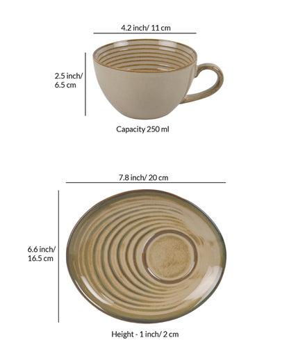 Cozy Cream Ceramic Mug With Matching Tray | Set of 2