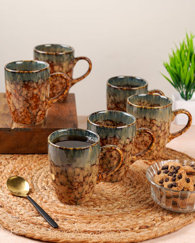 Classic Ceramic Brown Textured Finish Mugs | 300ml