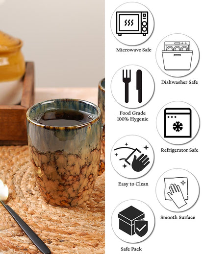 Classic Ceramic Brown Textured Finish Mugs | 300ml