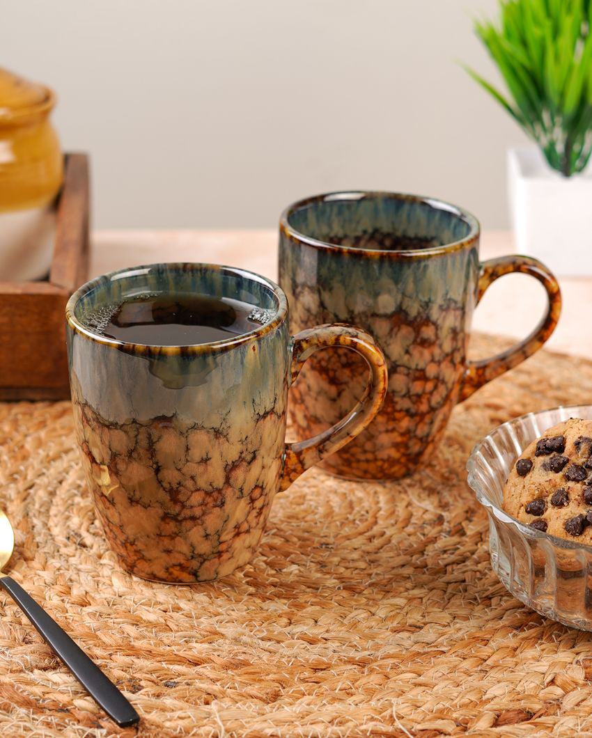 Classic Ceramic Brown Textured Finish Mugs | 300ml
