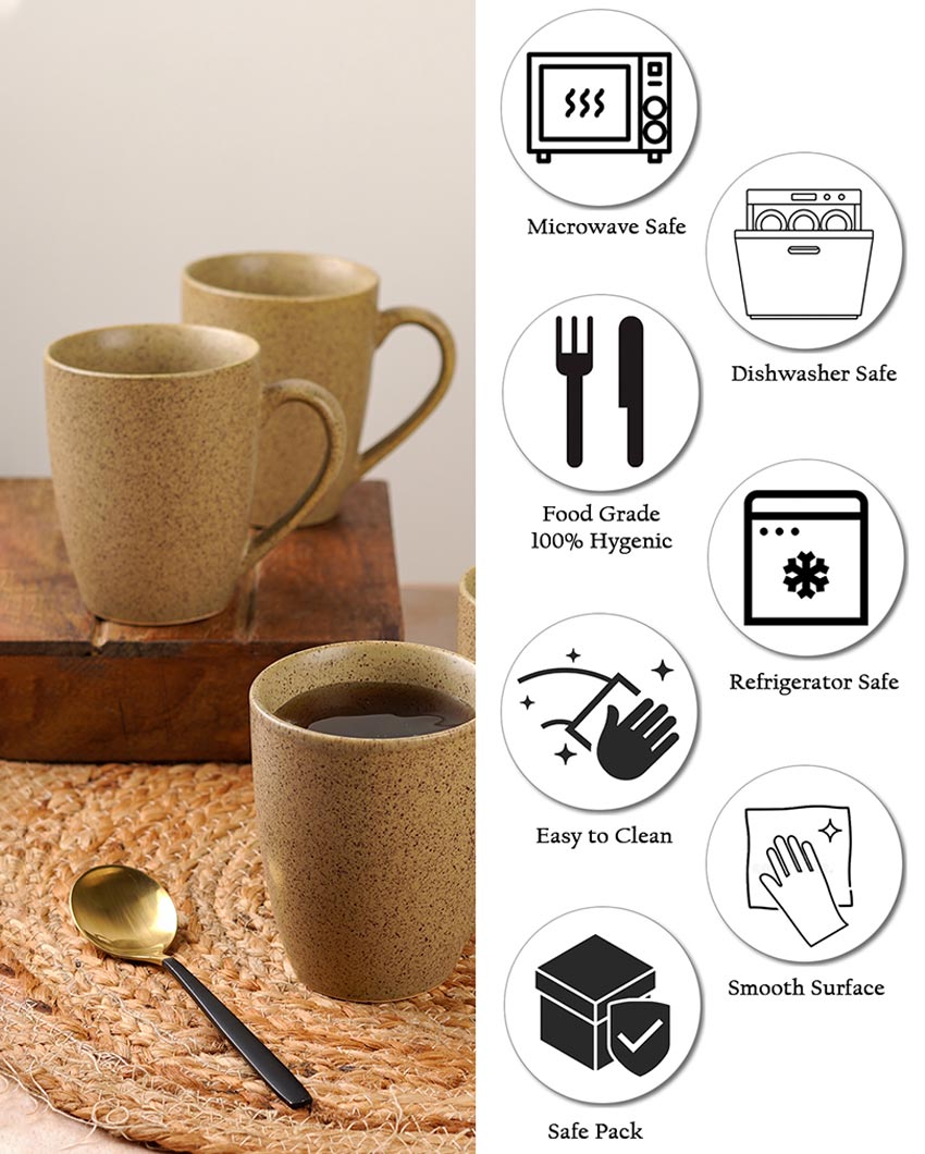Earthy Ceramic Brown Textured Glossy Mugs | 300ml