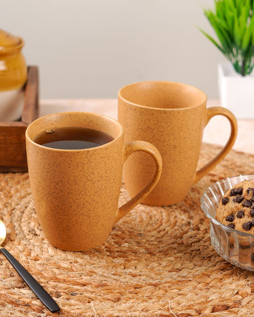 Bold Ceramic Mustard Yellow Textured Glossy Mugs | 300ml