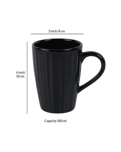 Monochrome Ceramic Liner Designed Mugs | Set of 2 | 300ml