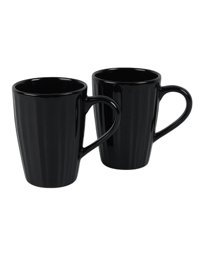 Monochrome Ceramic Liner Designed Mugs | Set of 2 | 300ml