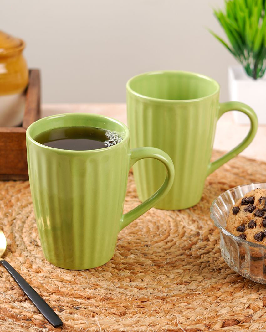 Monochrome Ceramic Liner Designed Mugs | Set of 2 | 300ml