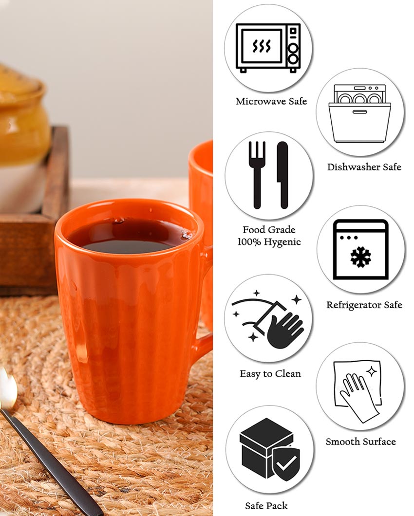 Monochrome Ceramic Liner Designed Mugs | Set of 2 | 300ml