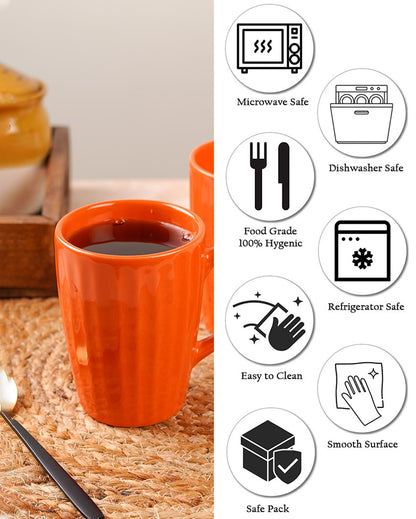 Monochrome Ceramic Liner Designed Mugs | Set of 2 | 300ml
