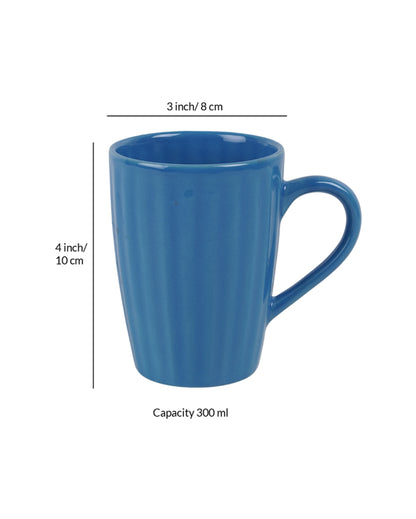 Monochrome Ceramic Liner Designed Mugs | Set of 2 | 300ml