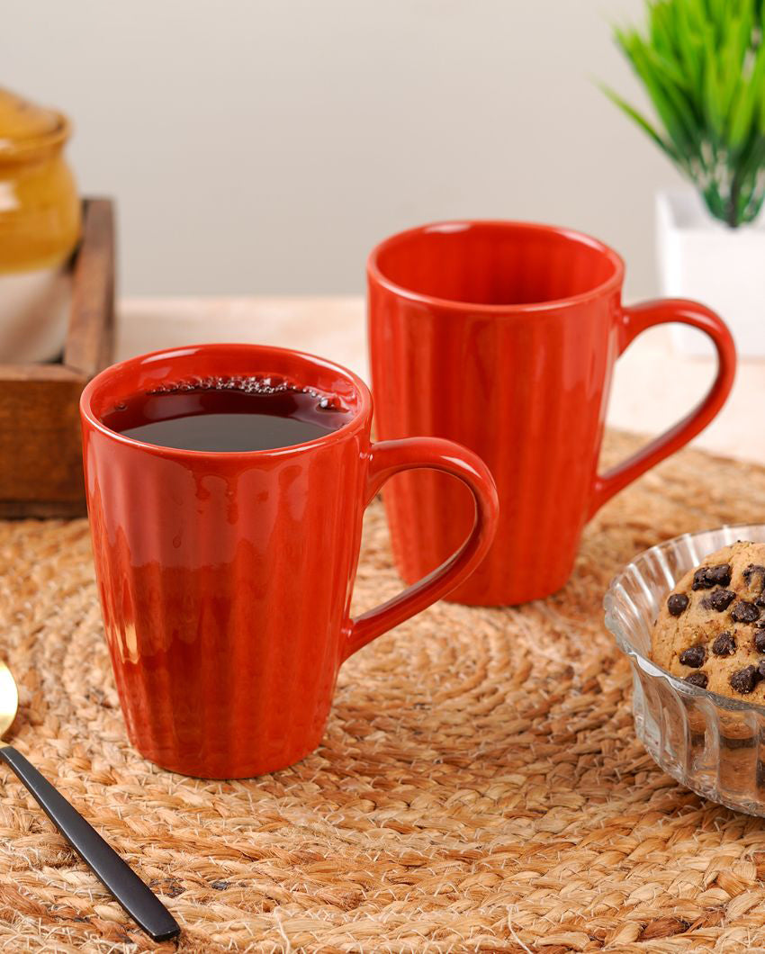 Monochrome Ceramic Liner Designed Mugs | Set of 2 | 300ml