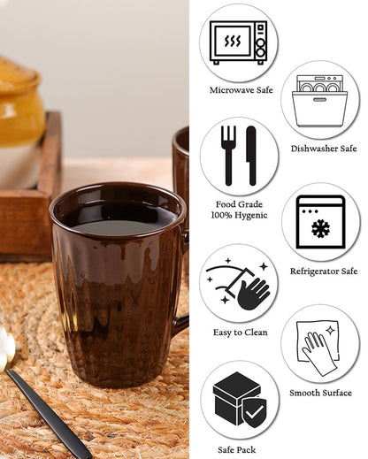 Monochrome Ceramic Liner Designed Mugs | Set of 2 | 300ml