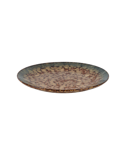 Durable Ceramic Brown Textured Glossy Quarter Plates | Set of 6 | 8 inches