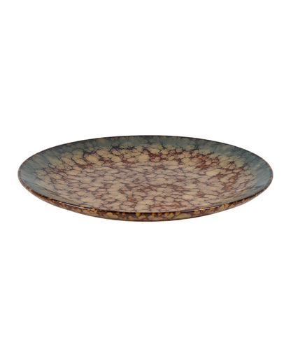Sturdy Ceramic Brown Textured Glossy Dinner Plates | Set of 2 | 11 inches