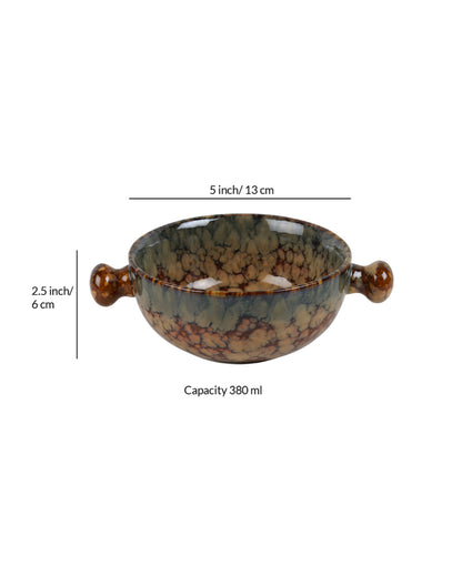 Hearty Ceramic Brown Textured Soup Bowls | Set of 6 | 380ml