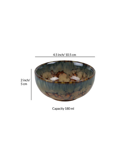Versatile Ceramic Brown Textured Vegetable Bowls | Set of 6 | 180ml