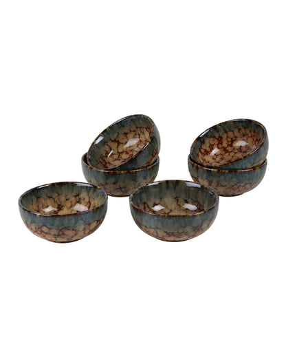 Versatile Ceramic Brown Textured Vegetable Bowls | Set of 6 | 180ml
