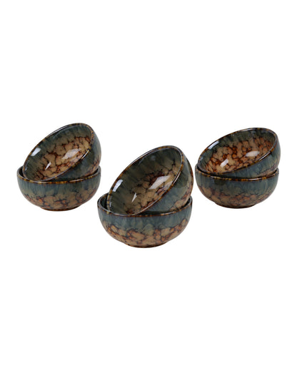 Versatile Ceramic Brown Textured Vegetable Bowls | Set of 6 | 180ml