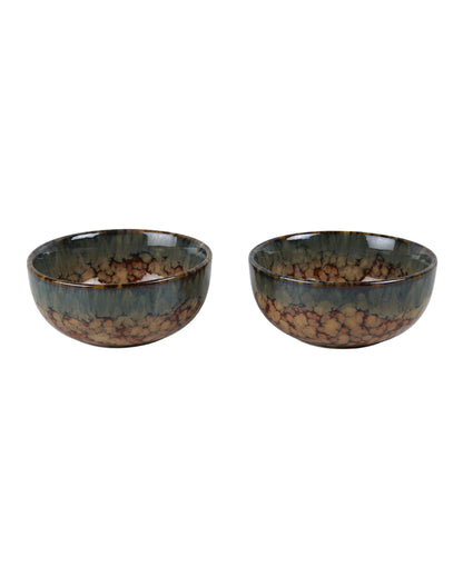 Essential Ceramic Brown Textured Serving Bowls | Set of 2