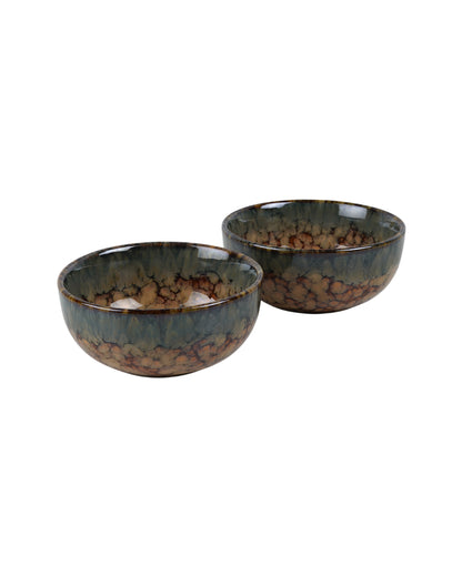 Essential Ceramic Brown Textured Serving Bowls | Set of 2