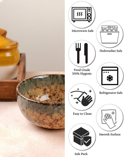 Essential Ceramic Brown Textured Serving Bowls | Set of 2