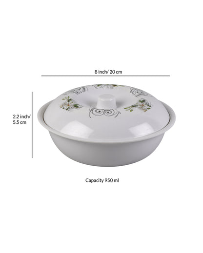 Beautiful Melamine White Green Floral Dinnerware | Pack of 34