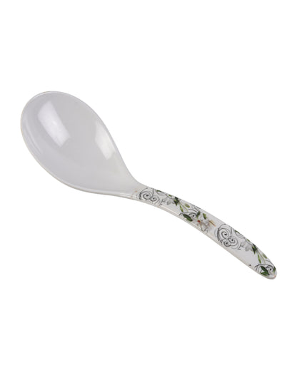 Beautiful Melamine White Green Floral Dinnerware | Pack of 34