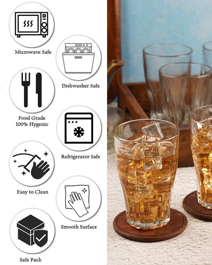 Elegant Lotus Cut Design Water Glass | 200ml | Set of 6 | 200ml