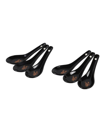 Modern Opalware Black Glossy Floral Print Dinner Set | Pack of 33