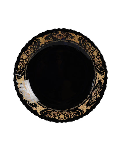 Elegant Opalware Black Glossy Printed Dinner Set