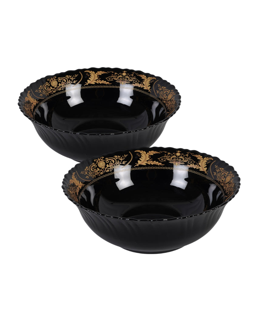 Elegant Opalware Black Glossy Printed Dinner Set