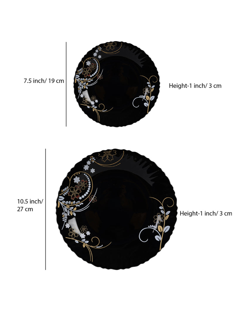 Classic Opalware Black Glossy Dinner Set | Pack of 33