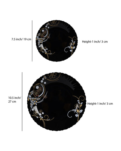 Classic Opalware Black Glossy Dinner Set | Pack of 33