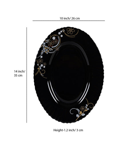 Classic Opalware Black Glossy Dinner Set | Pack of 33