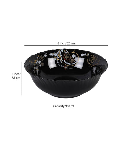Classic Opalware Black Glossy Dinner Set | Pack of 33