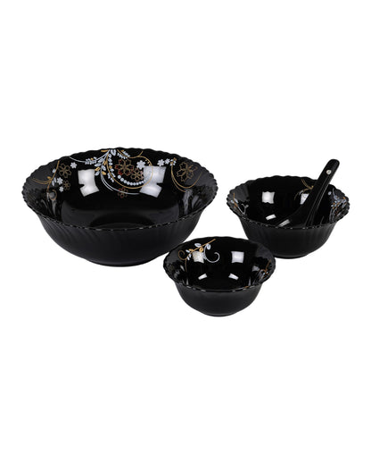 Classic Opalware Black Glossy Dinner Set | Pack of 33