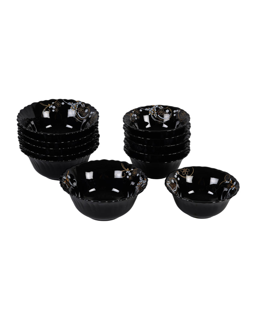 Classic Opalware Black Glossy Dinner Set | Pack of 33