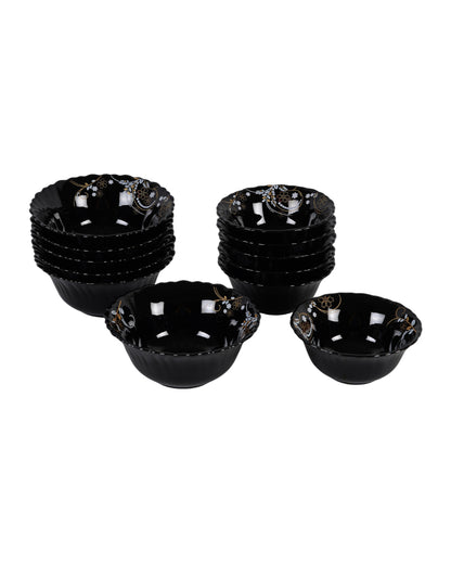 Classic Opalware Black Glossy Dinner Set | Pack of 33