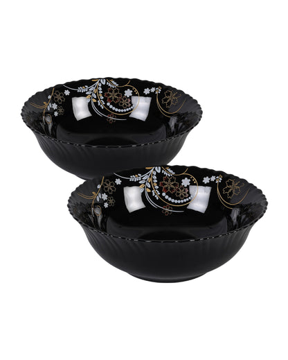 Classic Opalware Black Glossy Dinner Set | Pack of 33