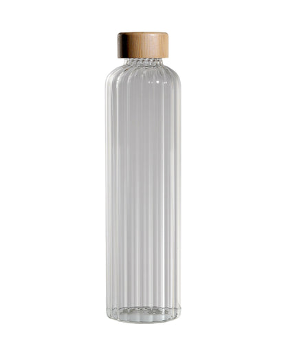 Stylish Striped Clear Glass Bottle | Set of 2 | 1000ml