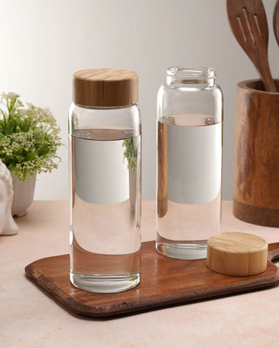 Modern Tall Smooth Glass Bottle | Set of 2 | 700ml