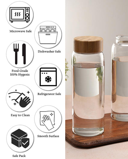 Modern Tall Smooth Glass Bottle | Set of 2 | 700ml