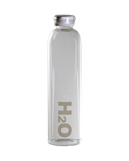 Sleek Wide Clear H2O Print Glass Bottle | Set of 2 | 1000ml