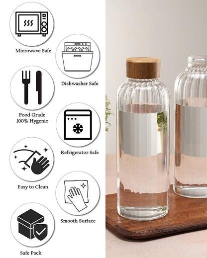 Clear Thin Stripe Glass Bottle | Set of 2 | 700ml