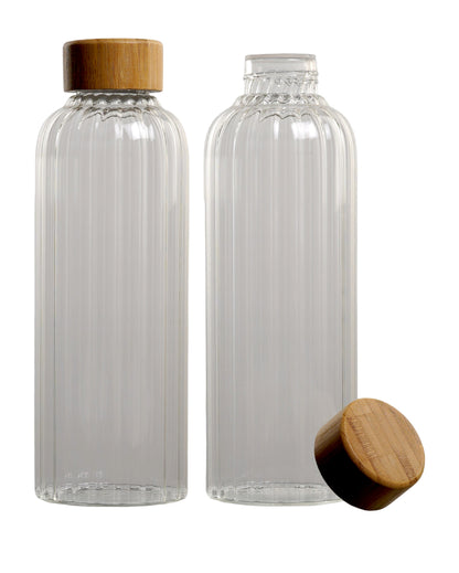 Clear Thin Stripe Glass Bottle | Set of 2 | 700ml